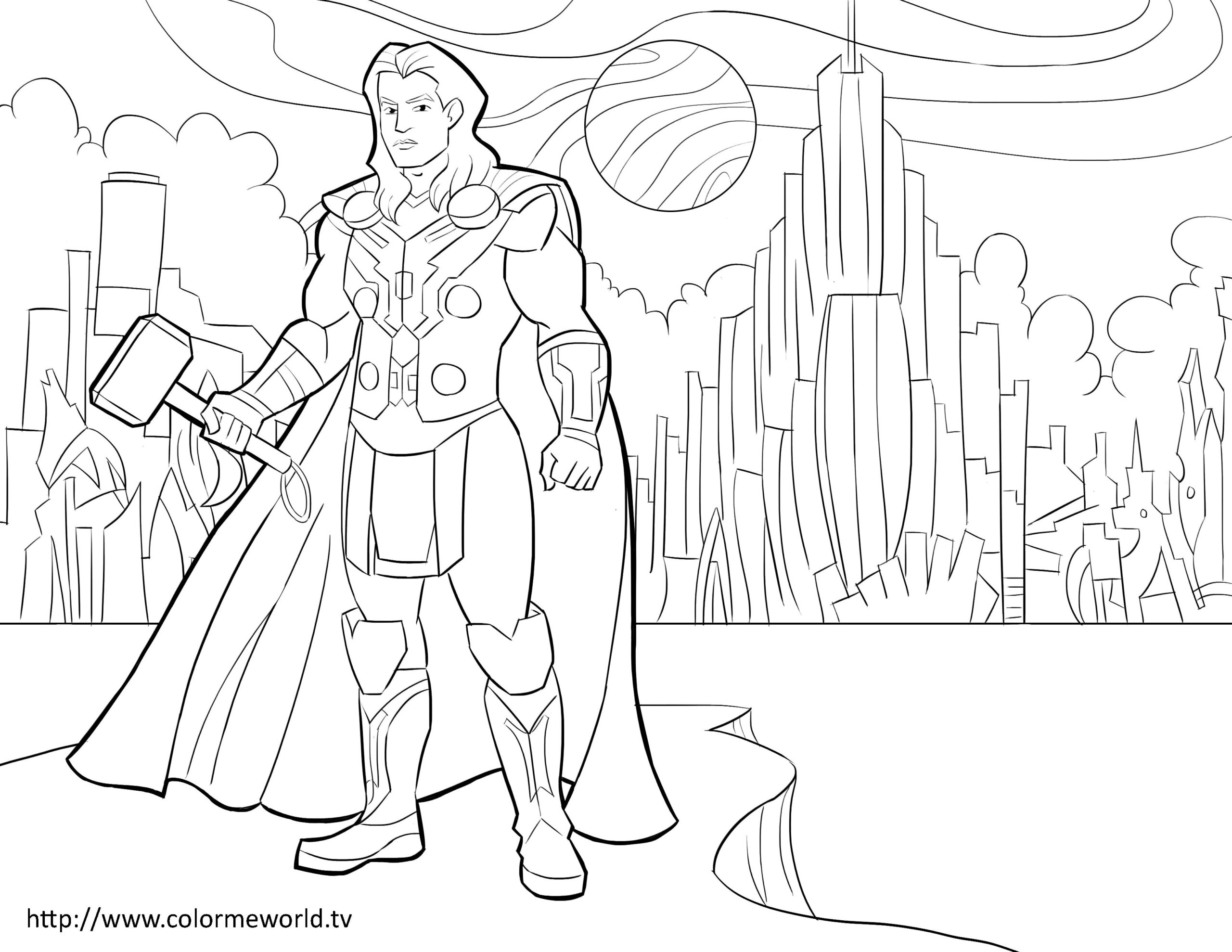 Thor PDF Printable Coloring Page Superhero Coloring Avengers Coloring Avengers Coloring Pages