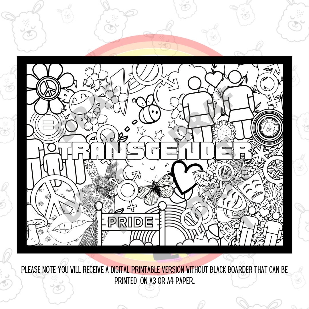 Transgender LGBTQIA A3 Printable Colouring Page Coloring Page Pride Coloring Digital