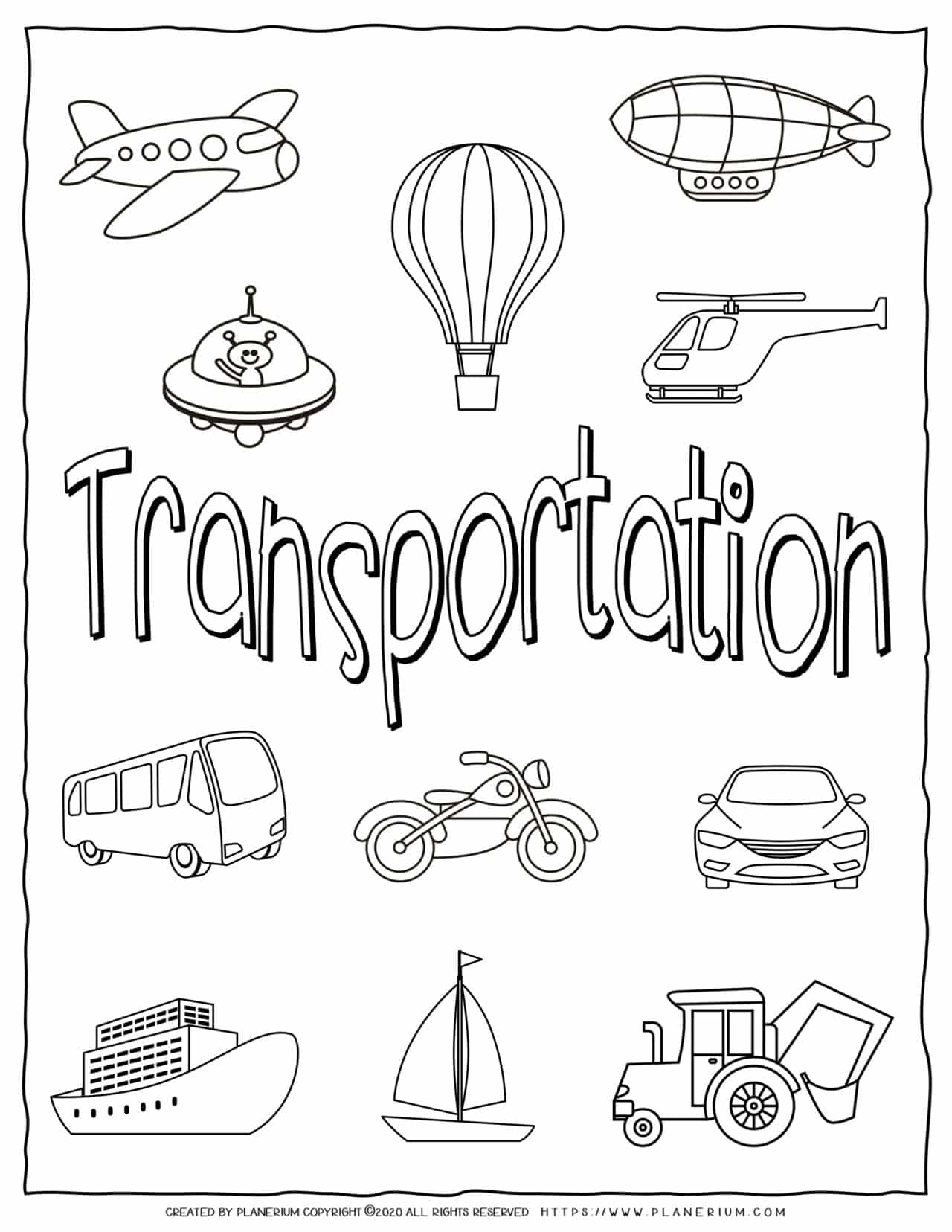 Transportation Coloring Page Planerium