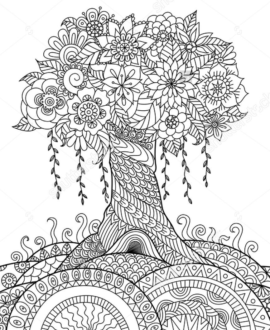 Tree Coloring Pages Free Coloring Book