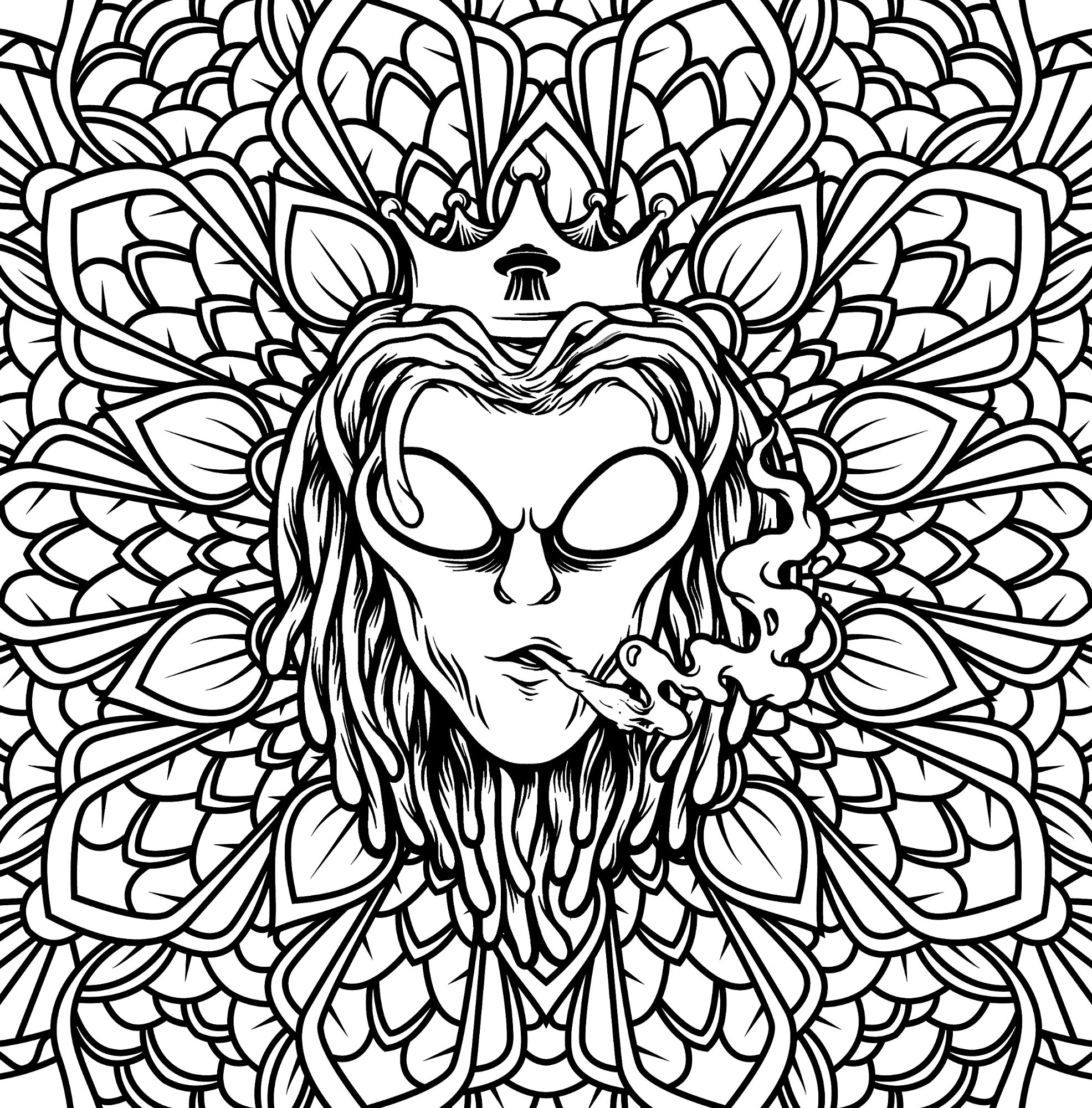Trippy Coloring Pages With Stoner Cannabis Weed Theme Etsy