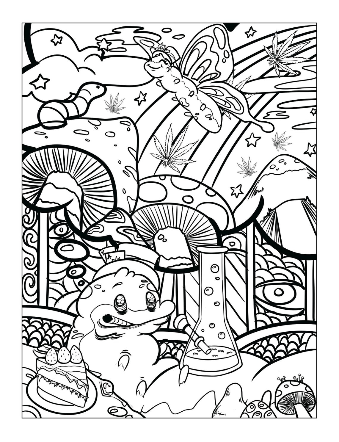 Trippy Stoner Printable Coloring Pages 16 Digital Downloads Etsy Hong Kong