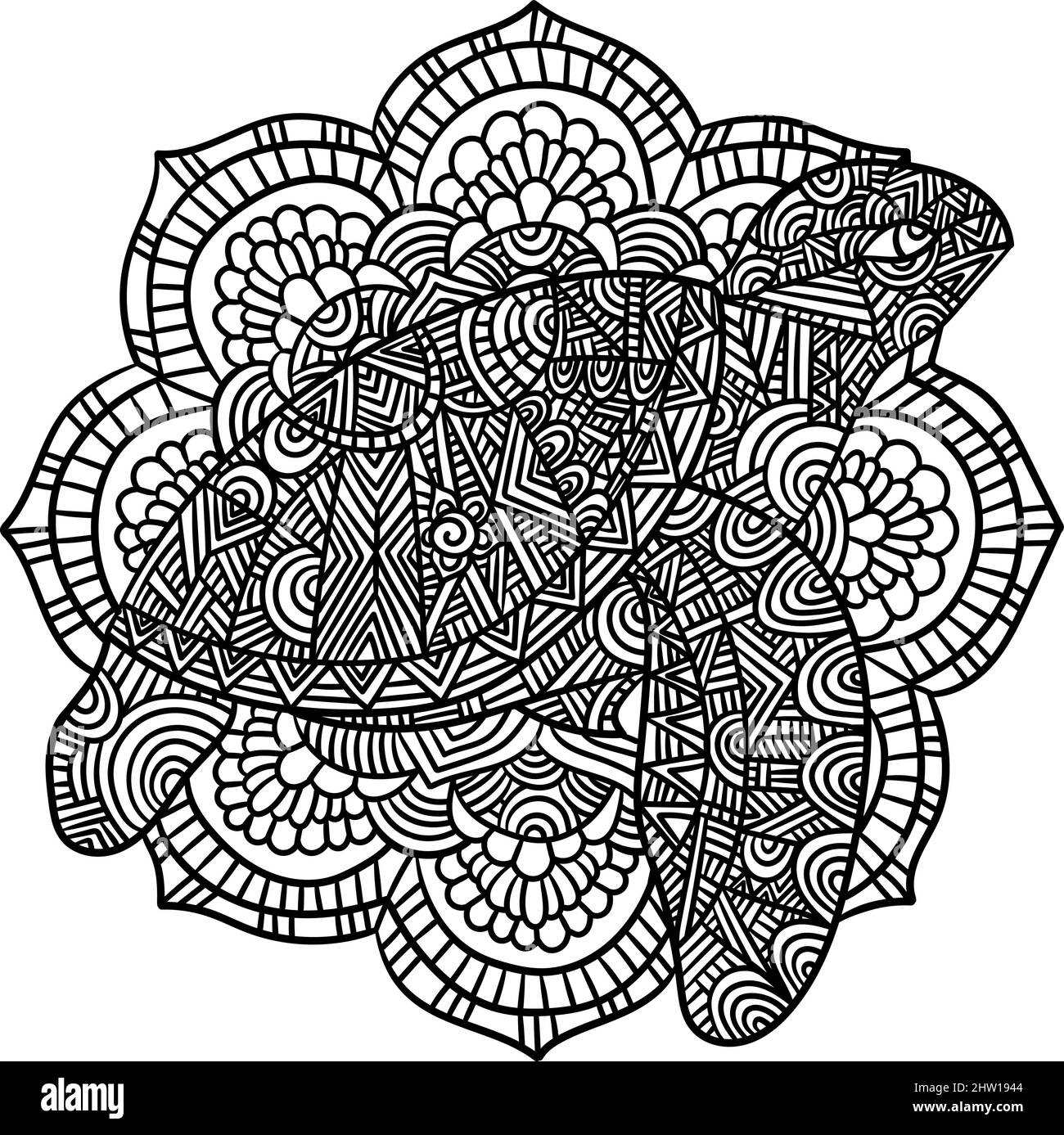 Turtle Mandala Coloring Pages For Adults Stock Vector Image Art Alamy