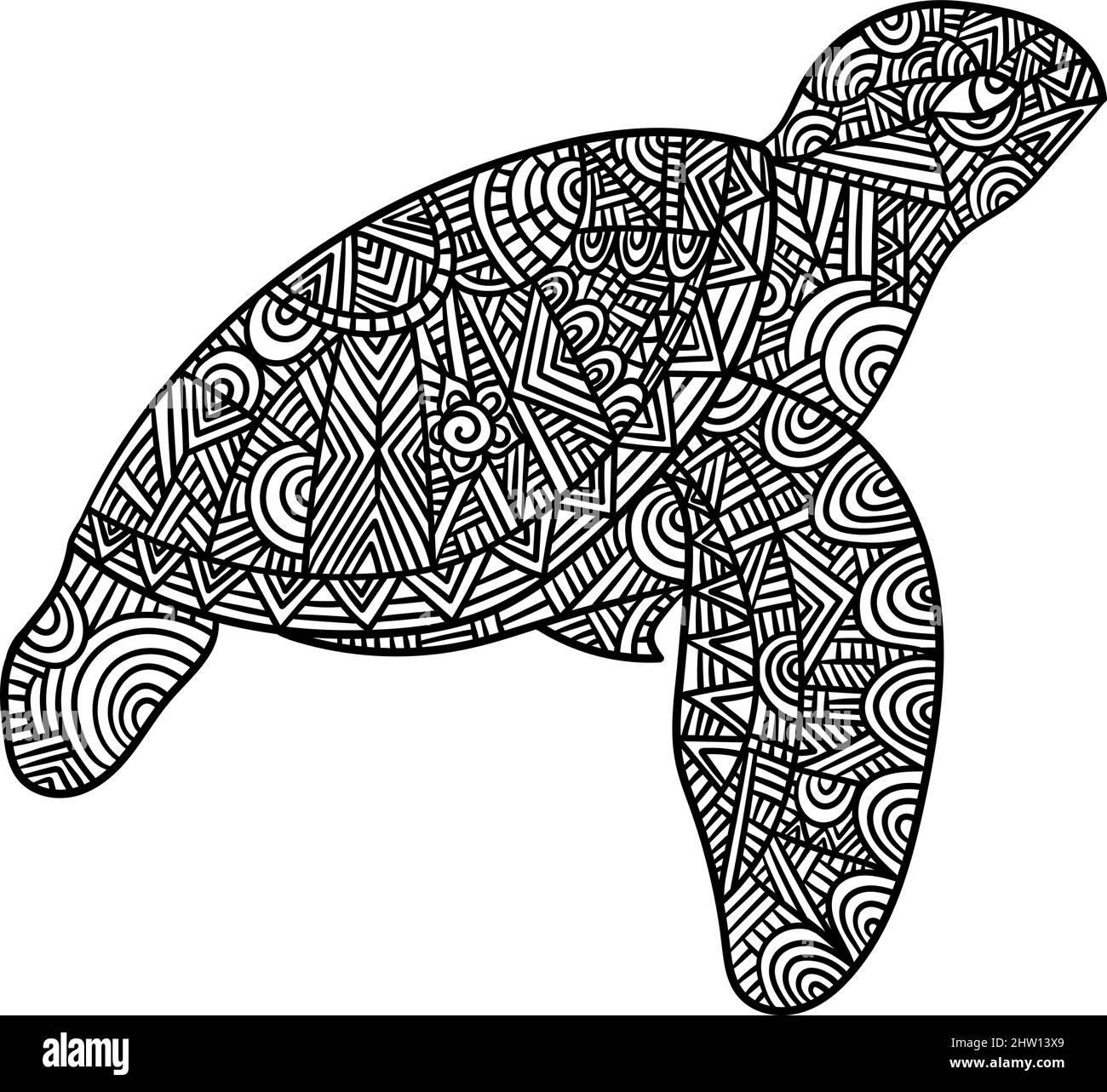 Turtle Mandala Coloring Pages For Adults Stock Vector Image Art Alamy
