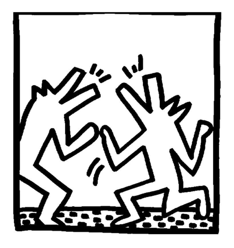 Two Wolves Keith Haring Coloring Pages For Kids