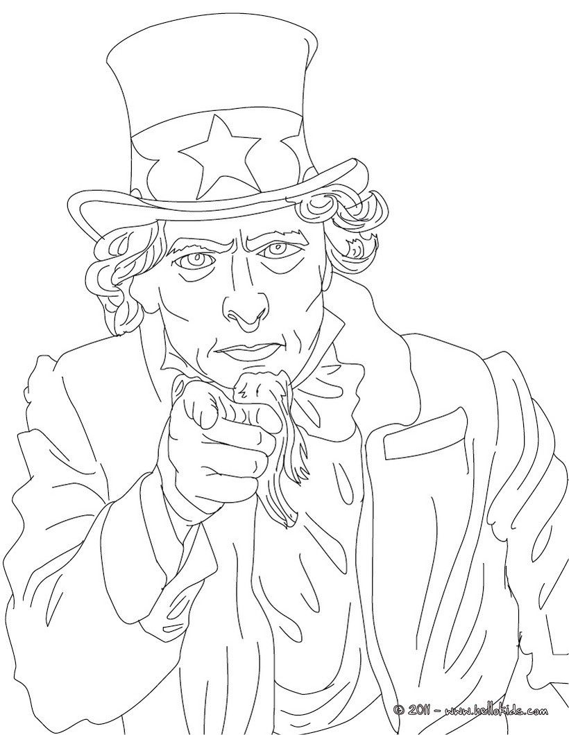 Uncle Sams Hat Coloring Page Sketch Coloring Page
