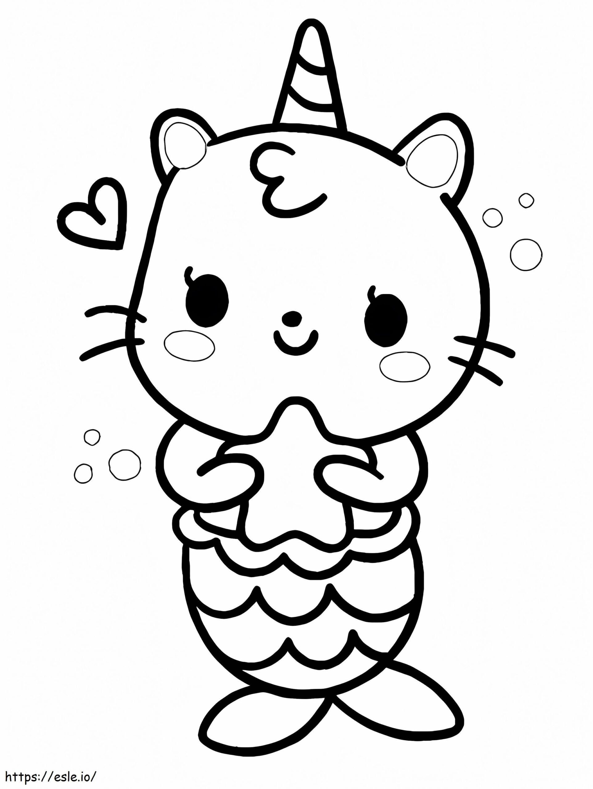 Unicorn Cat Mermaid Coloring Page