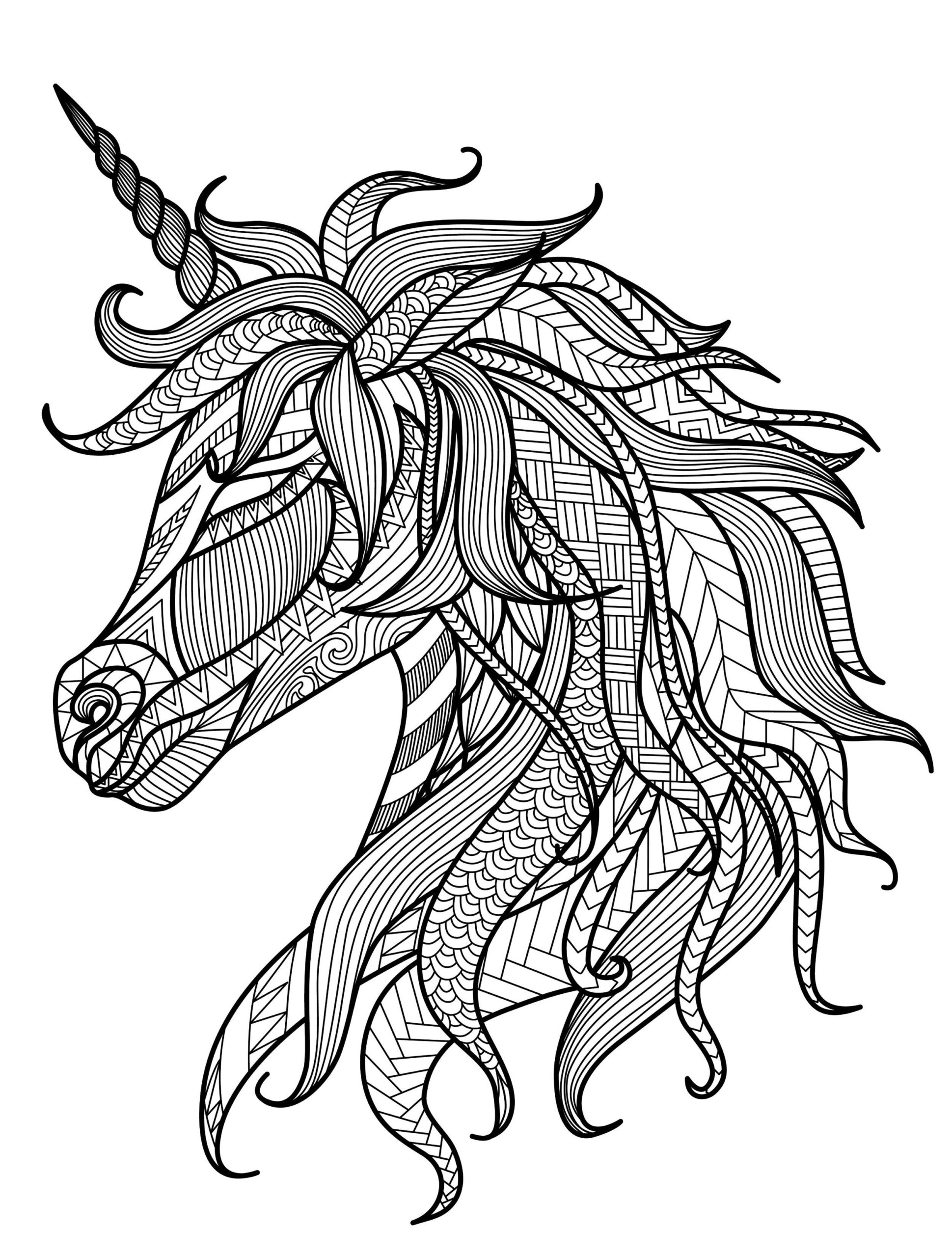 Detailed Unicorn Coloring Pages