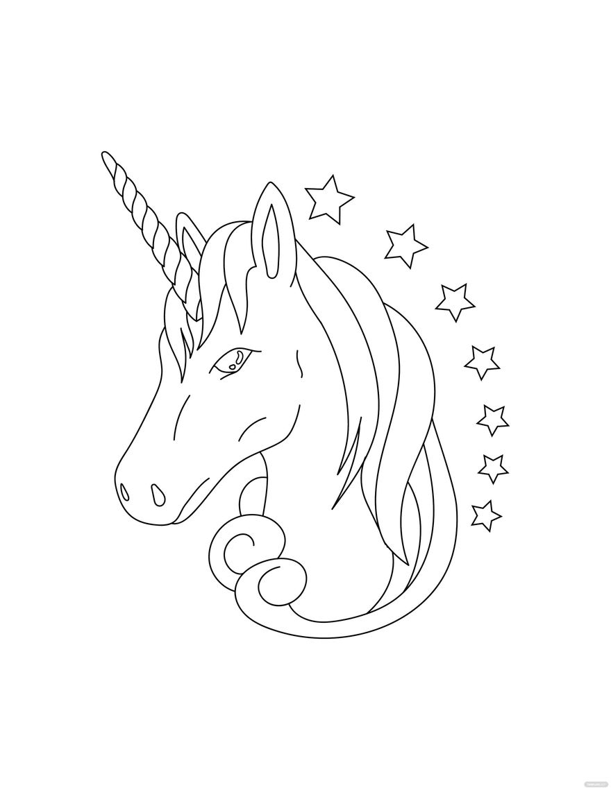 Unicorn Face Coloring Page In Illustrator PDF SVG JPG EPS PNG Download Template