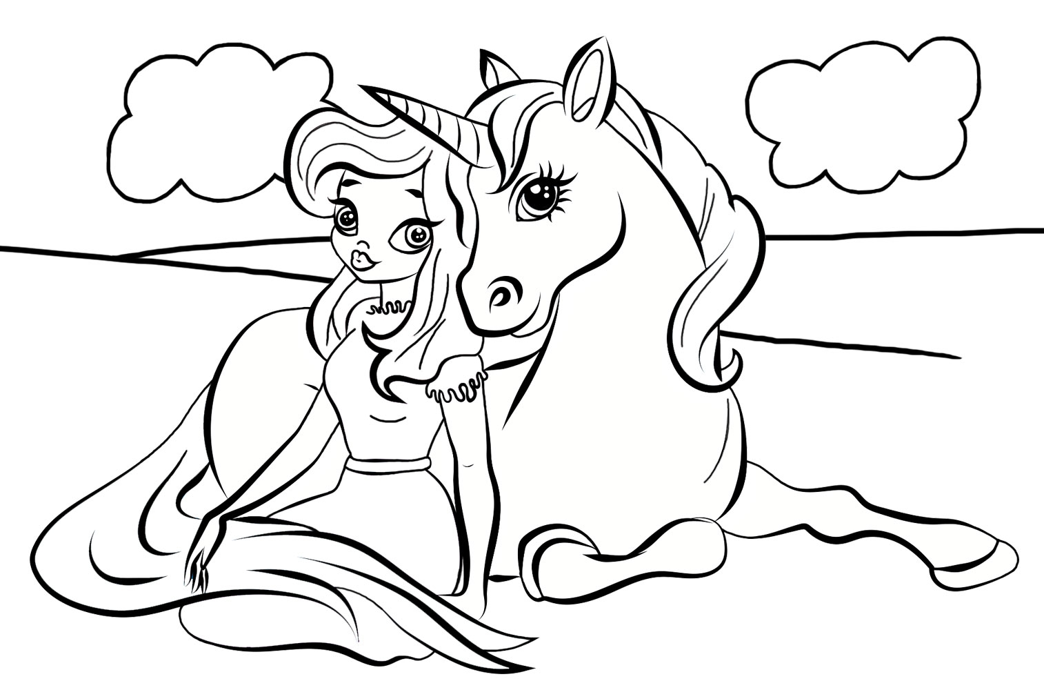 Unicorn Princess Coloring Page For Kids A Cute And Funny Coloring Page Riset