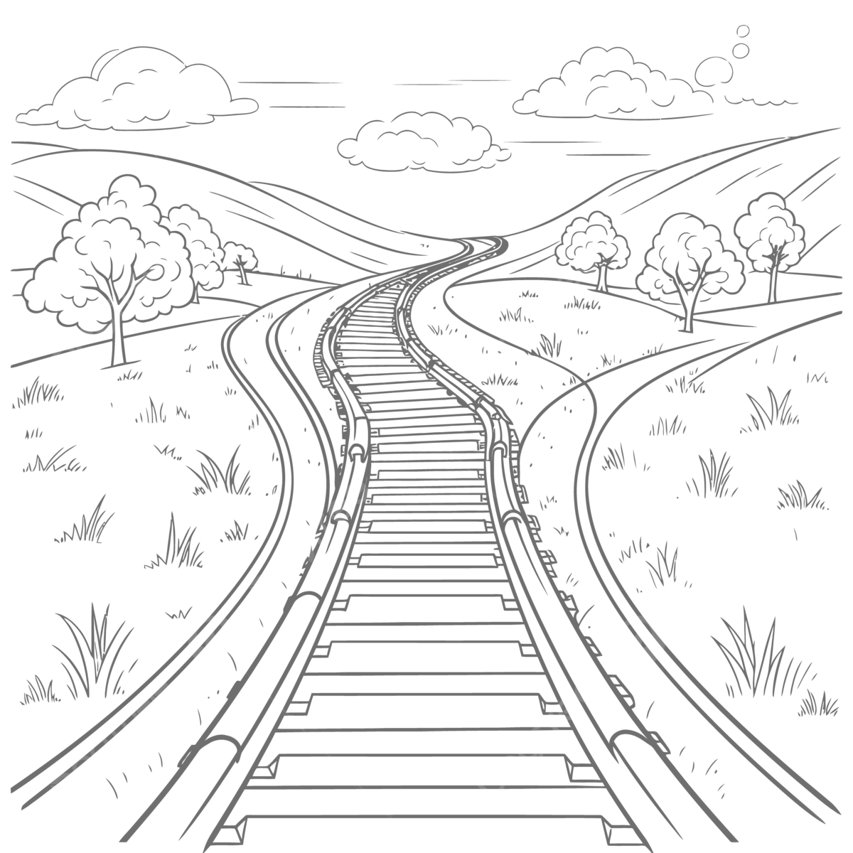 V A F Rrea Con Paisaje Y Dibujo De Paisaje Para Colorear Boceto De Esquema De P Gina Vector PNG