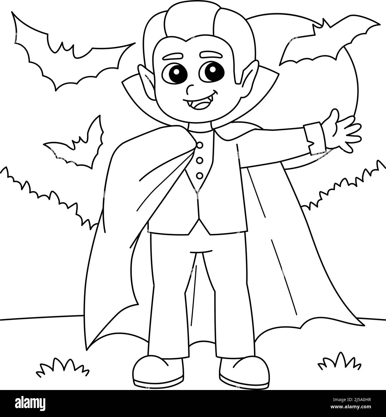 Vampire Halloween Coloring Page For Kids Stock Vector Image Art Alamy