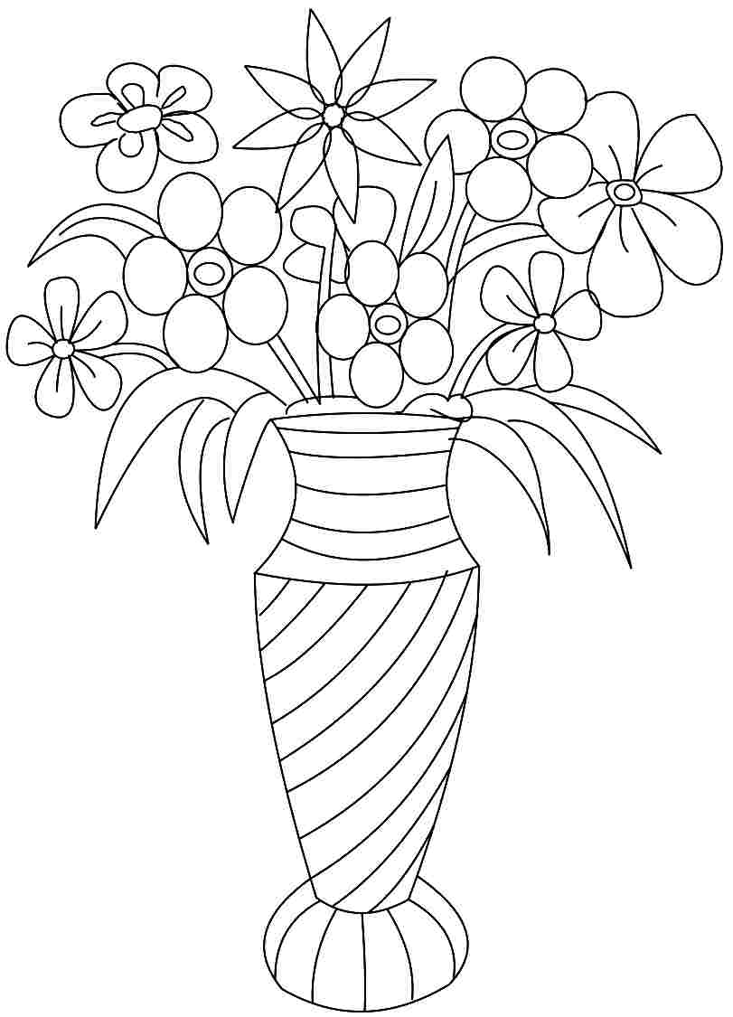 Vase And Flowers Coloring Page Coloring Home