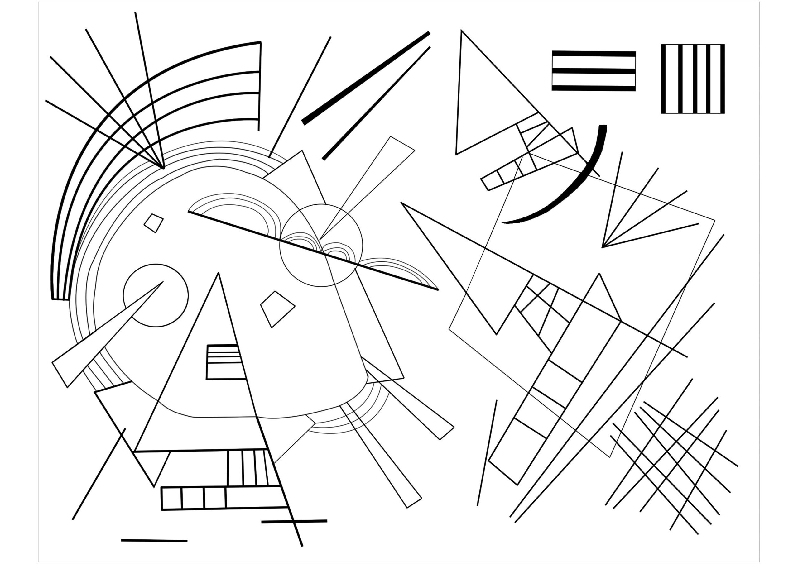 Vassily Kandinsky Black And Violet Masterpiece Coloring Pages For Adults