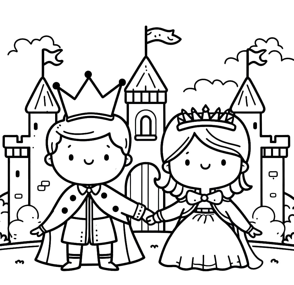 Very Cute King And Queen Coloring Page Download Print Or Color Online For Free