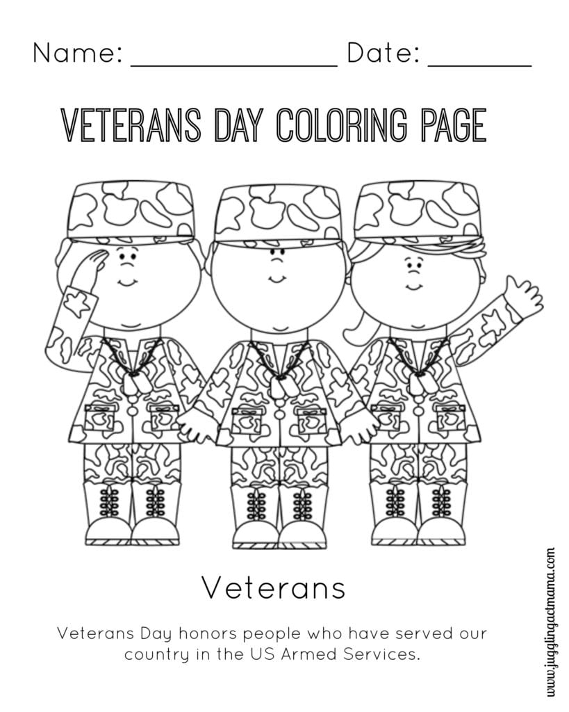 Veteran S Day Printable Coloring Page Juggling Act Mama