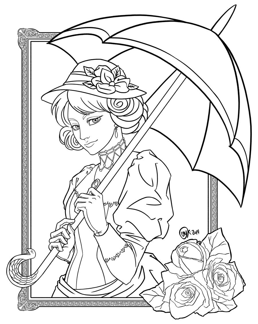 Victorian Pages Lady Profile Coloring Pages