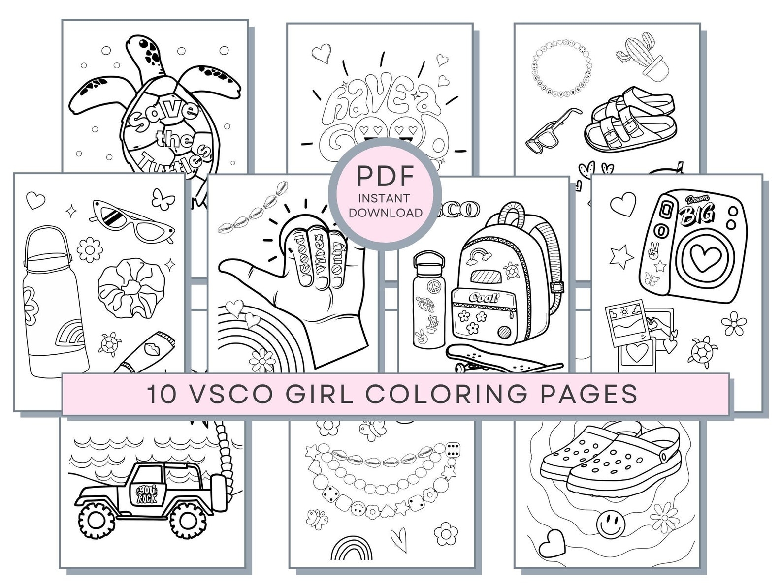 VSCO Girl Coloring Pages Teens Coloring Pages VSCO Aesthetic Coloring Teen Printables Vsco