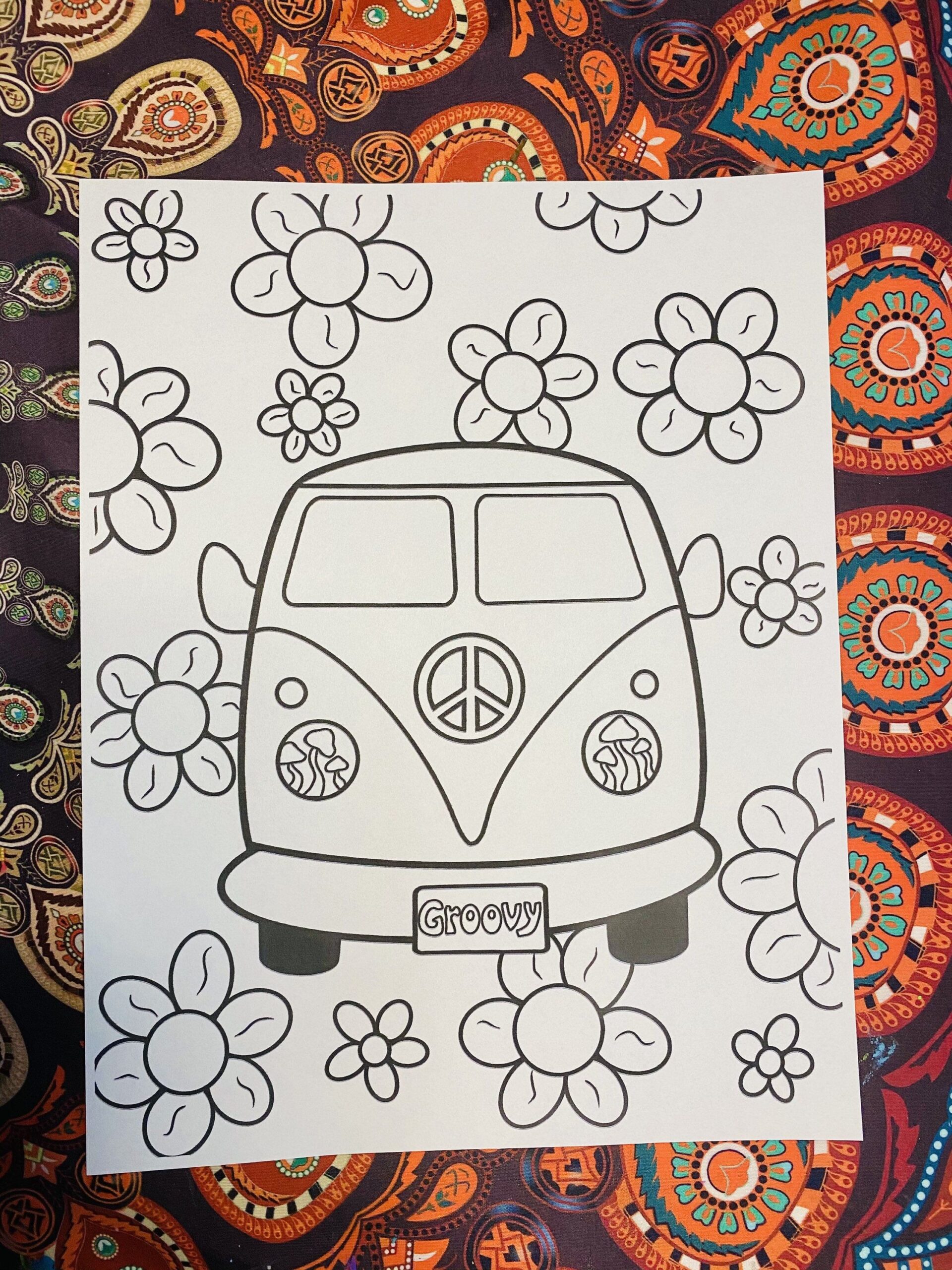 Vw Bus Coloring Page Instant Download