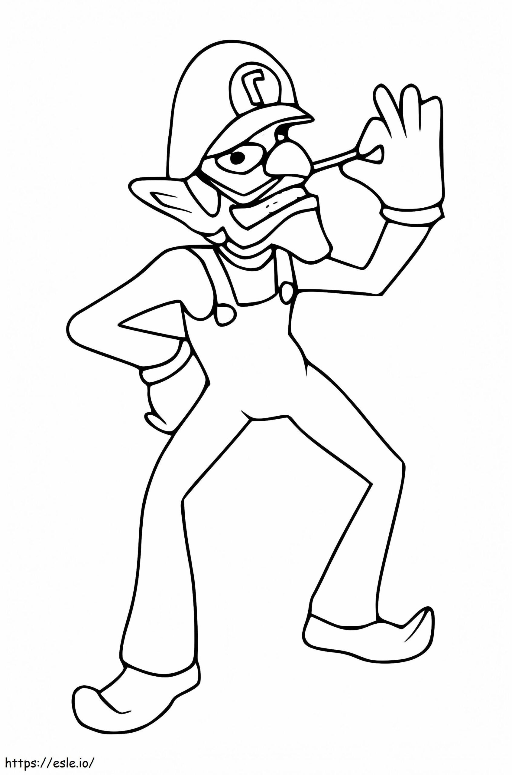 Waluigi De Super Mario Coloring Page