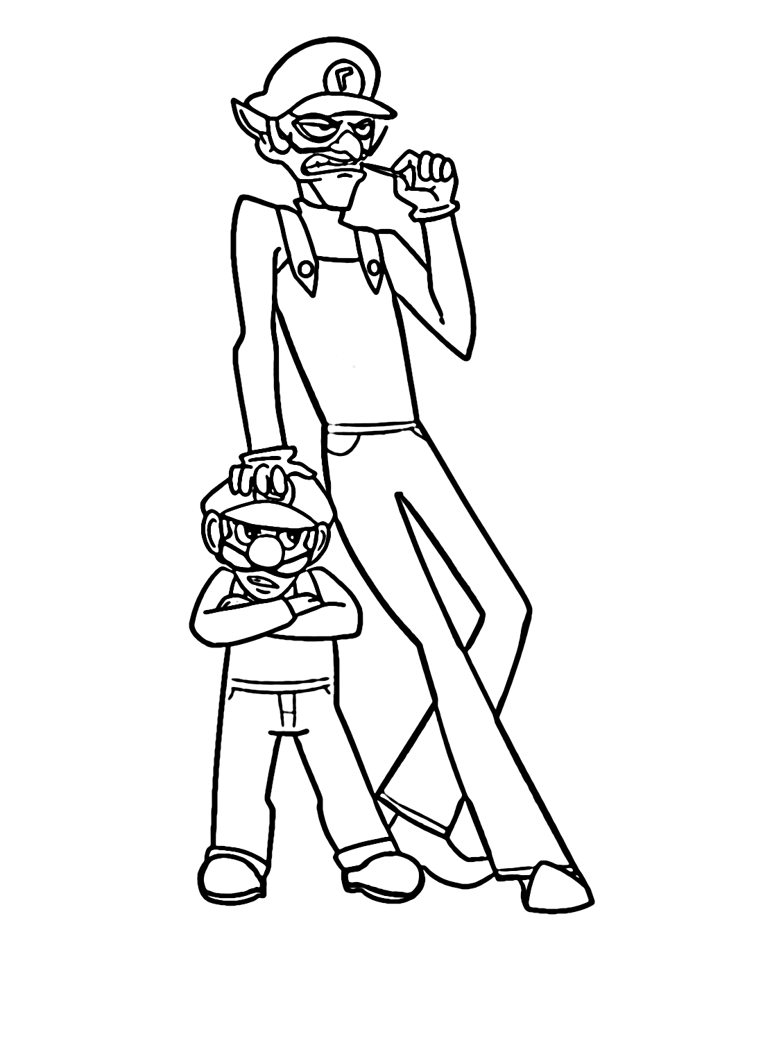 Waluigi With Wario Coloring Page Free Printable Coloring Pages