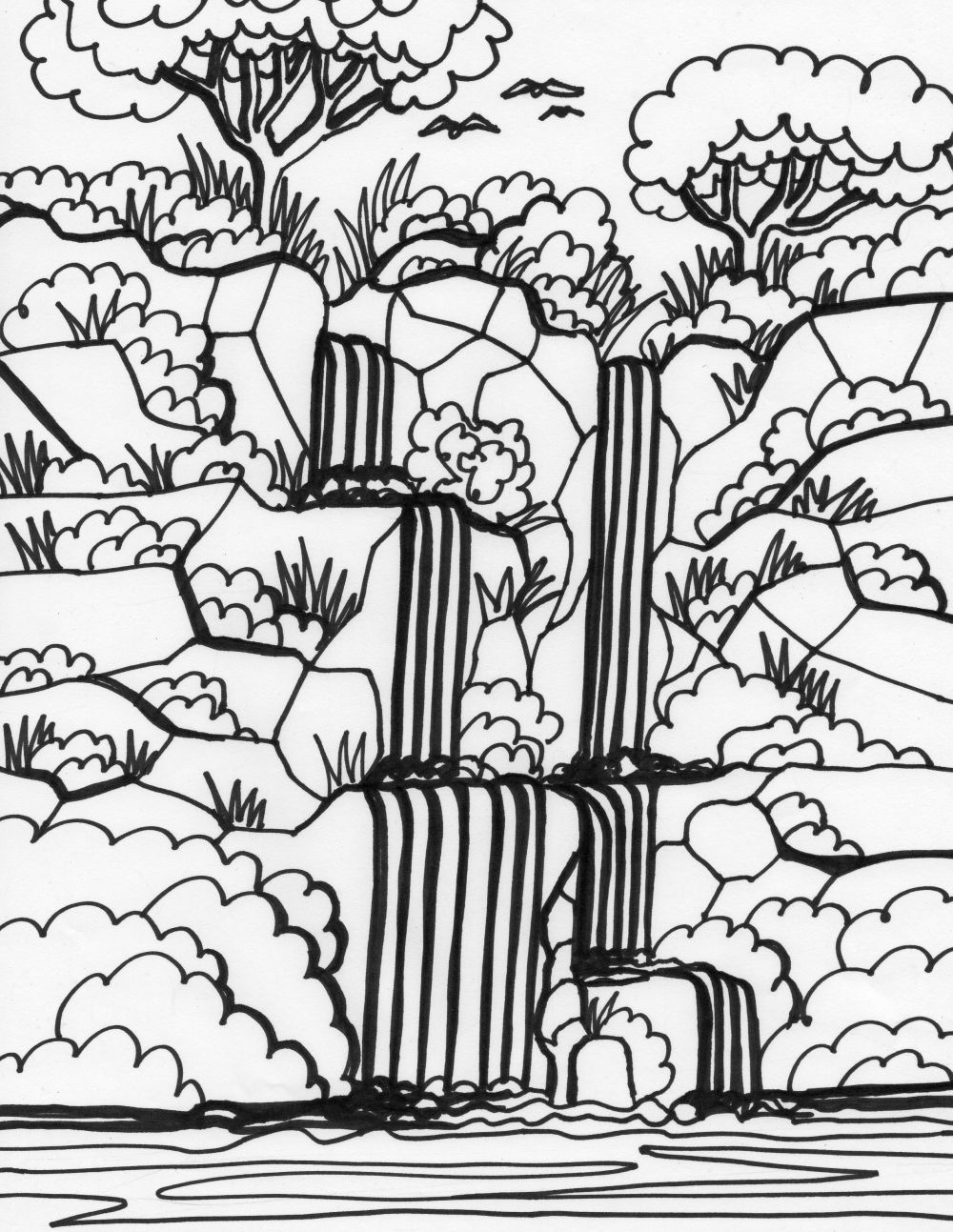 Waterfall Coloring Pages Best Coloring Pages For Kids