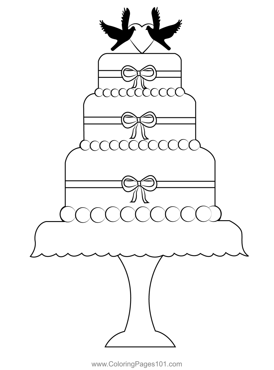Wedding Cake Coloring Page For Kids Free Desserts Printable Coloring Pages Online For Kids