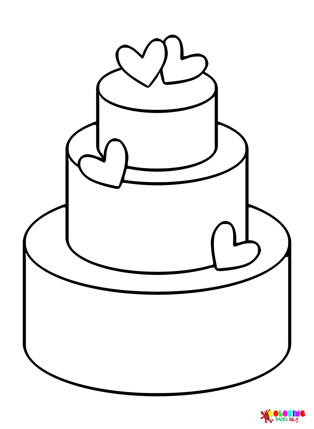 Wedding Cake With Hearts Coloring Page Free Printable Coloring Pages