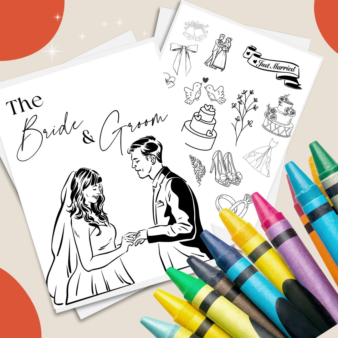Wedding Coloring Pages Kids Activity Bridal Shower Coloring Book PDF Digital Download Etsy