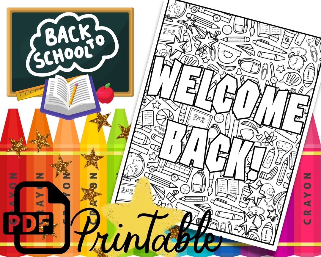 Welcome Back Coloring Sheet Back To School Printable Page PDF Printables For Teachers First