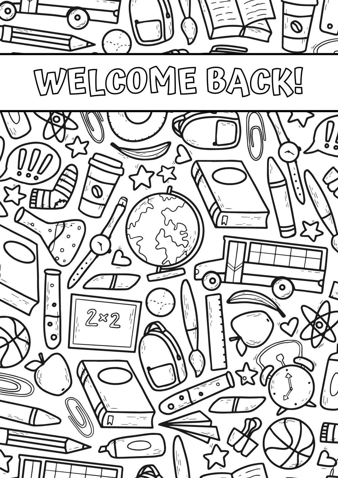 Welcome Back To School Coloring Pages Etsy Canada