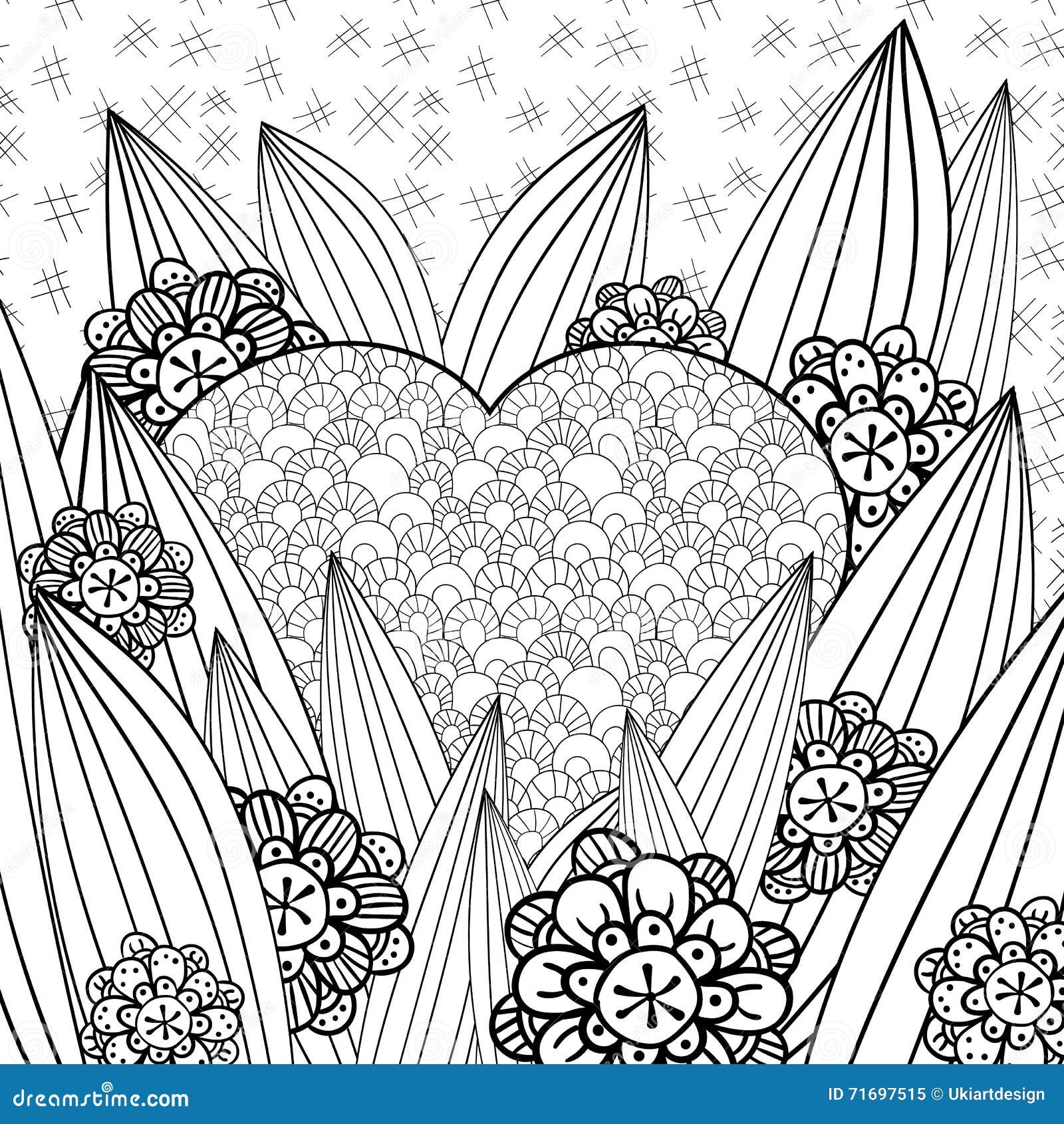 Whimsical Garden Adult Coloring Page Stock Vector Illustration Of Drawn Abstract 71697515