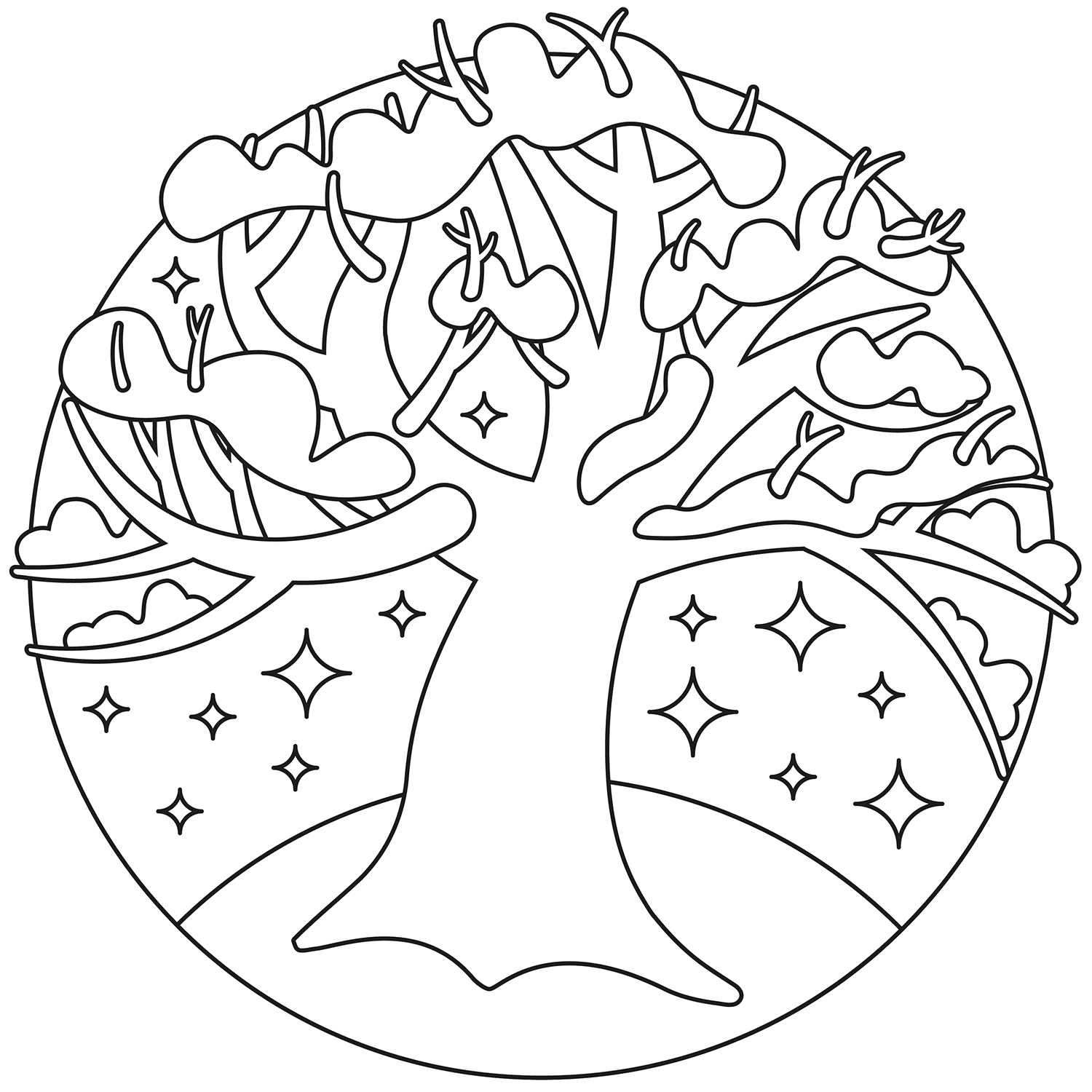 Winter Tree Coloring Page ColouringPages