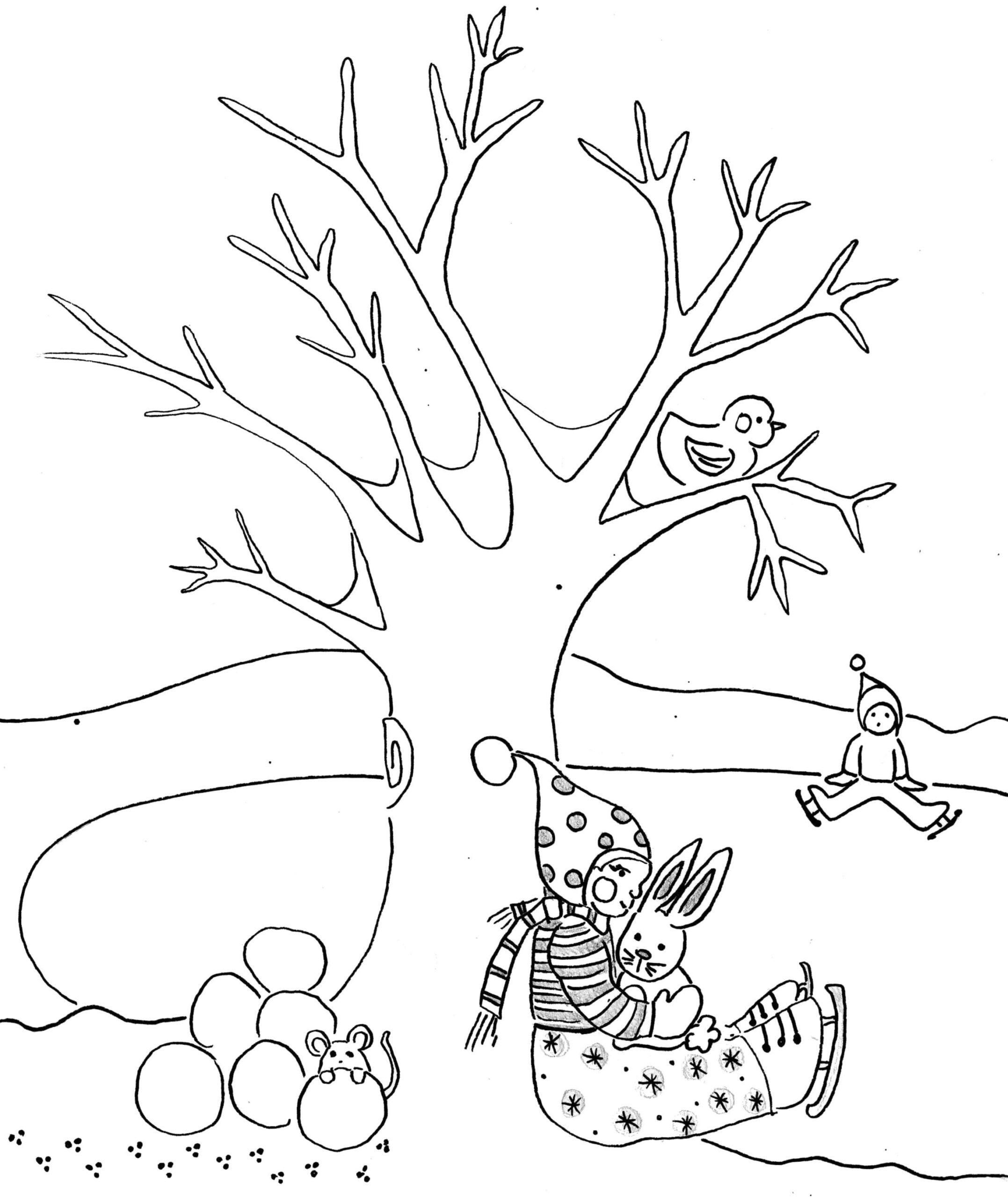 Winter Tree Coloring Page