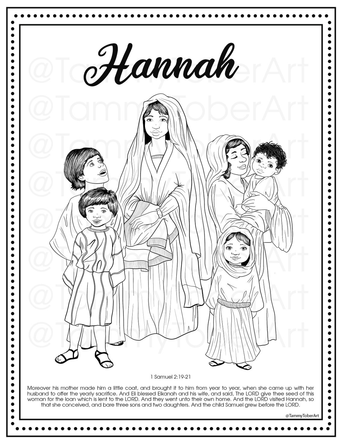 Women Of The Bible Hannah Coloring Page Printable Download King James Bible KJV Coloring Sheet