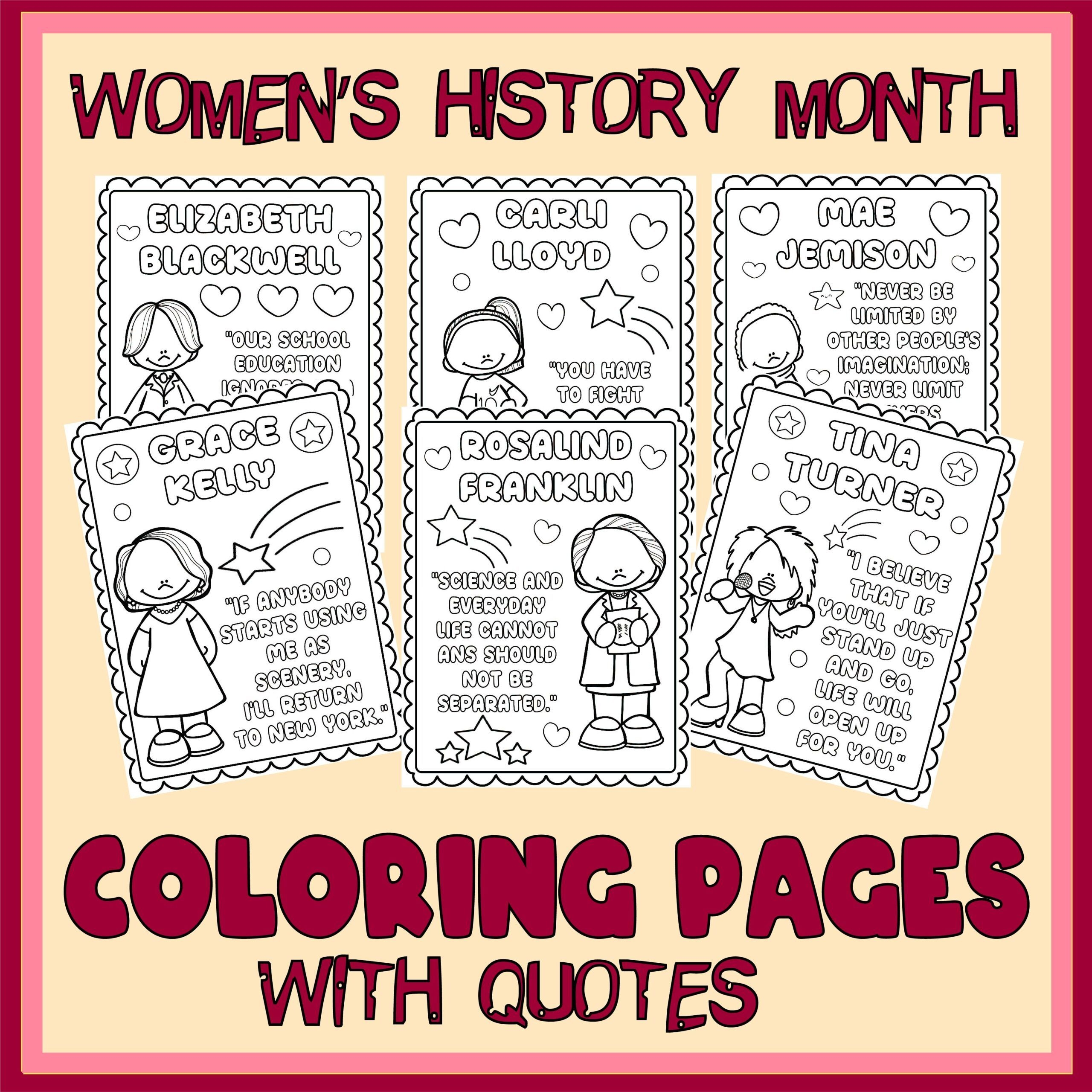 Women S History Month Coloring Pages With Inspirational Quotes Whm Activities Made By Teachers