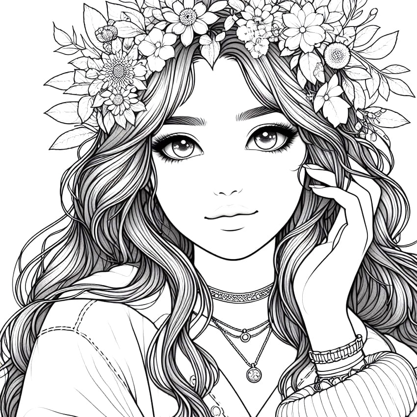 Wonderful Realistic Girl Coloring Page Download Print Or Color Online For Free