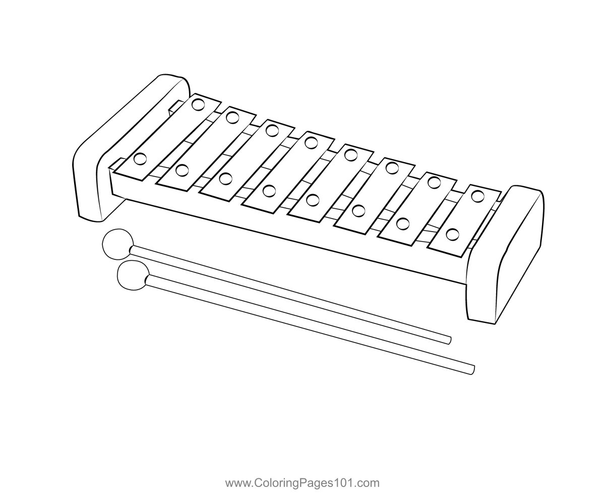 Wooden Xylophone Coloring Page For Kids Free Xylophone Printable Coloring Pages Online For
