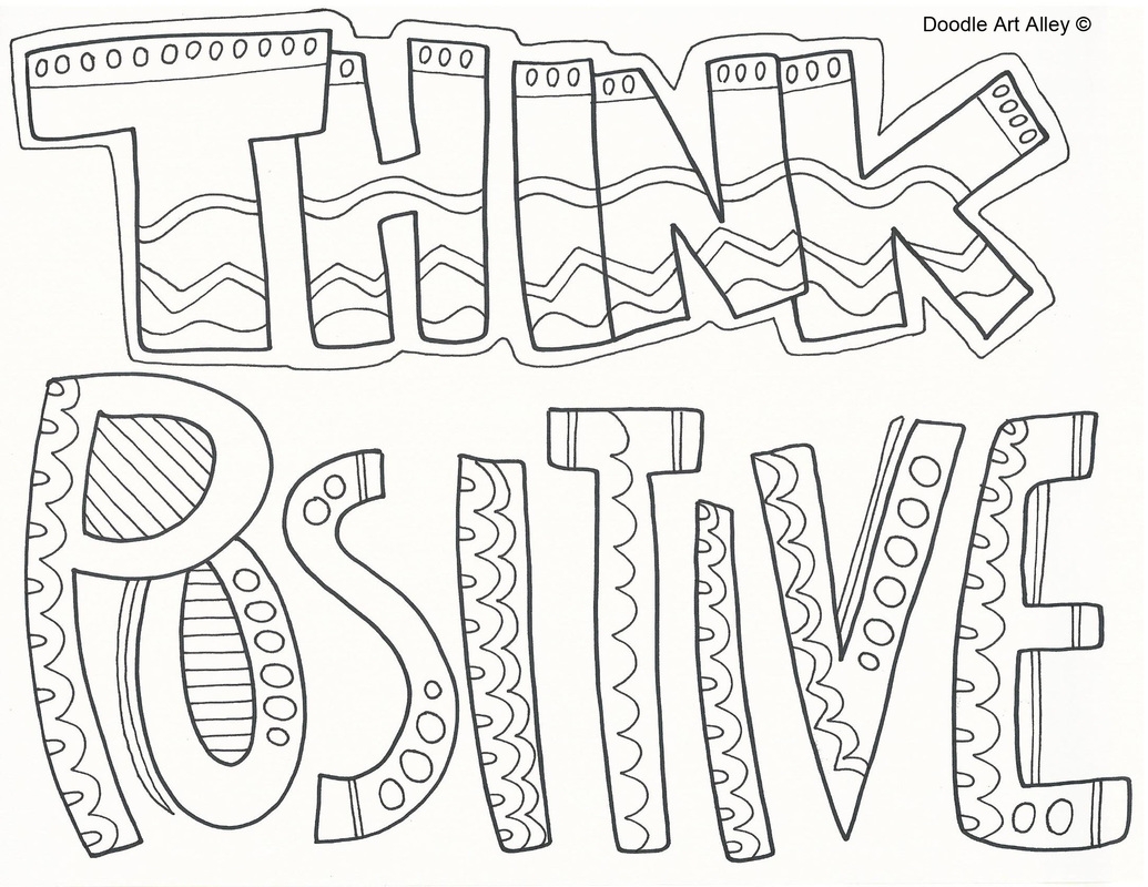 Word Coloring Pages Doodle Art Alley Positive Word Coloring Page Calm Positive Adult Coloring