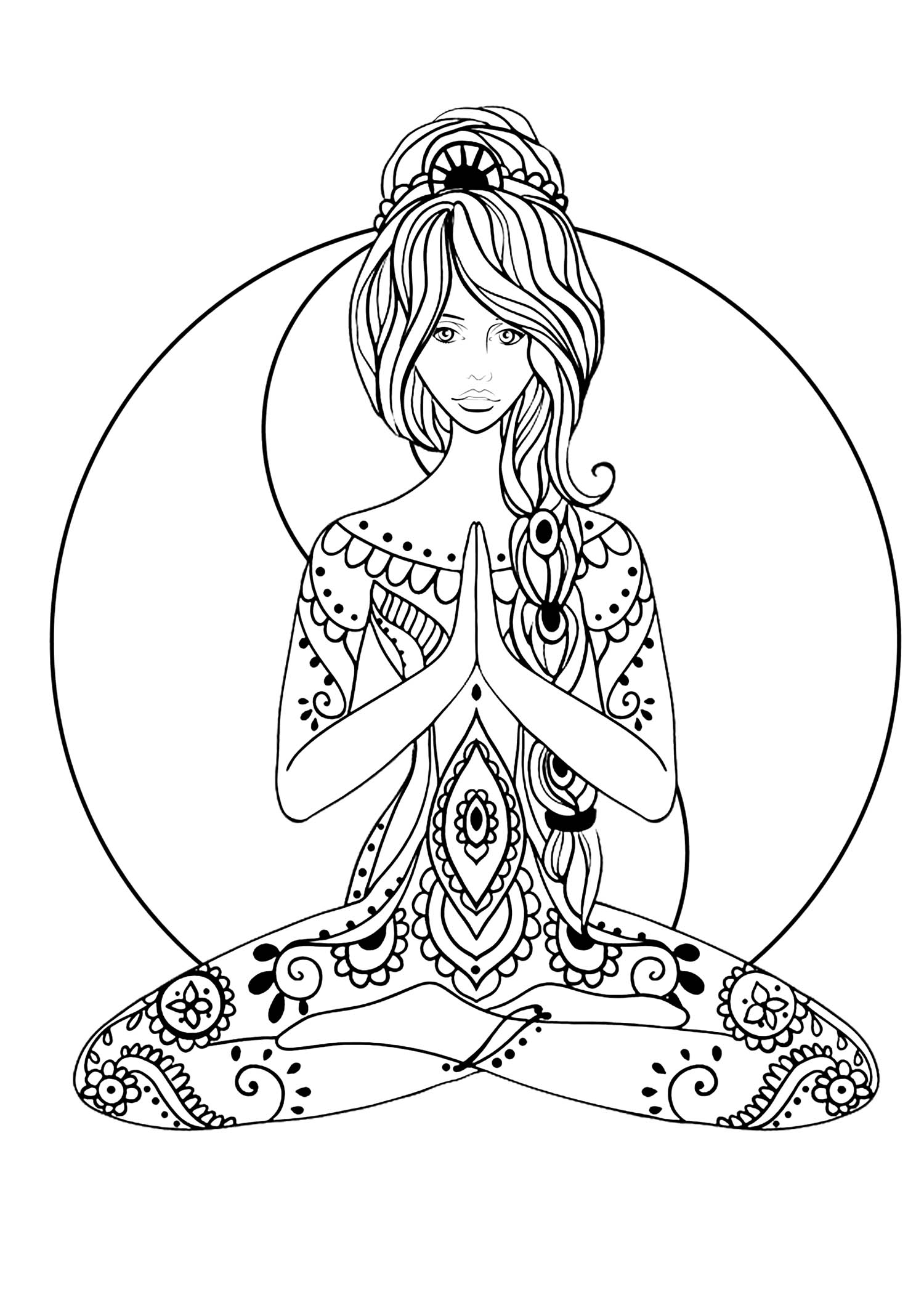 Yoga And Yin Yang Anti Stress Zen Coloring Pages For Adults