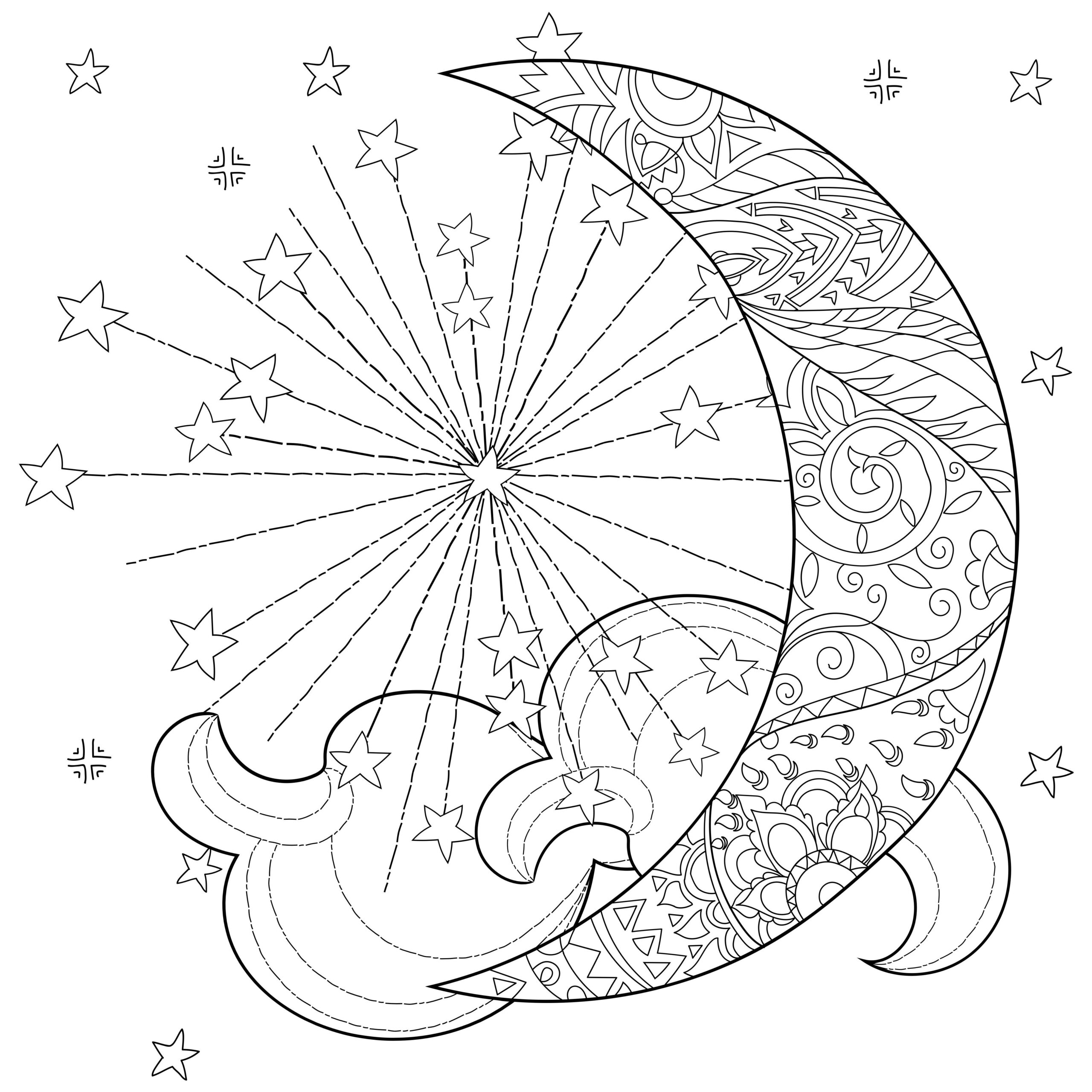 Zentangle Sun And Moon Coloring Pages Coloring Pages