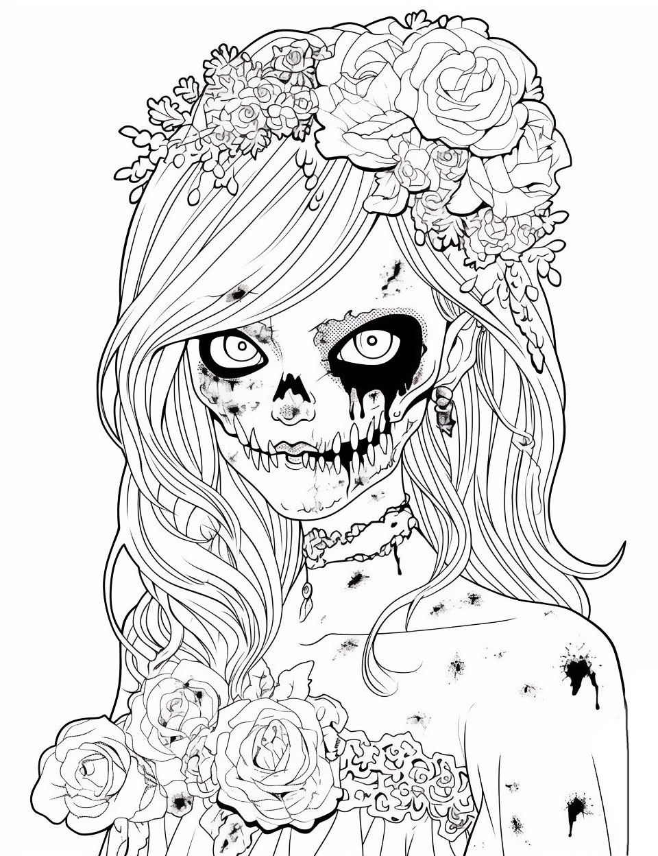 Zombie Girl Coloring Page